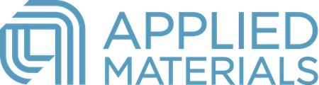 Applied Materials logo with stylized ‘A’ symbol and company name in blue text.