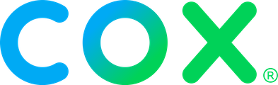 Cox Communications logo with the word ‘cox’ in blue and green gradient letters.