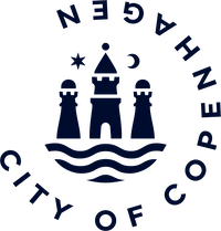 Emblem featuring a tower flanked by two towers above stylized waves, encircled by the text ‘City of Copenhagen’.
