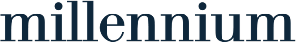 Millennium text logo in dark blue lowercase letters.