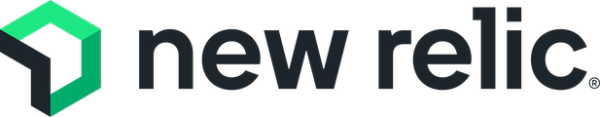 New Relic company logo with a green and black hexagonal icon next to the text ‘new relic’.