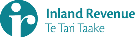 Inland Revenue logo with teal circular symbol and the text ‘Inland Revenue Te Tari Taake’.