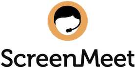 ScreenMeet logo with a stylized person wearing a headset inside an orange circle above the text ‘ScreenMeet’.