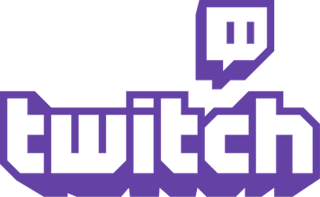 Twitch logo with stylized purple text and chat bubble symbol.